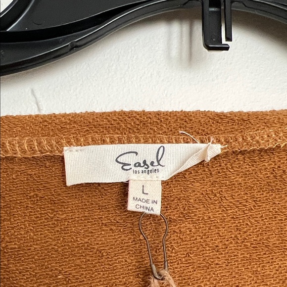 Easel Tan Peplum Hoodie Sweatshirt - Picture 2 of 9